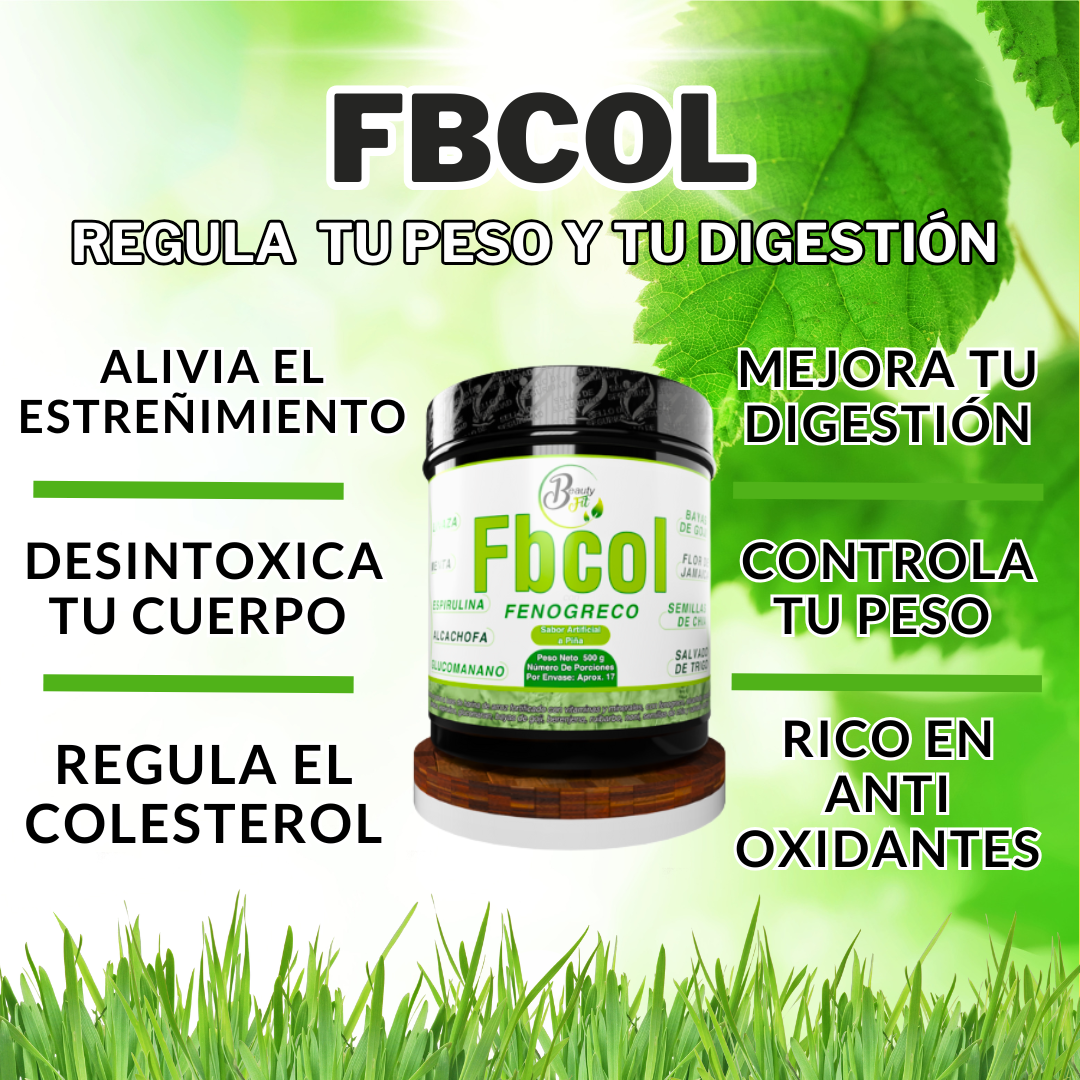 Fbcol 500 g – Fibra Natural con Fenogreco, Linaza, Glucomanano, Espirulina y Superalimentos.Invima