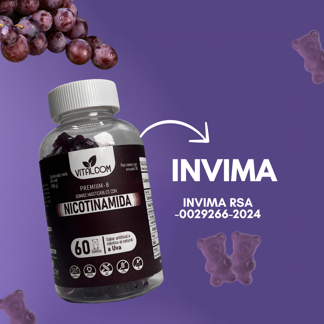 Gomitas de Nicotinamida – Sabor Uva para Energía Celular y Bienestar General. Invima
