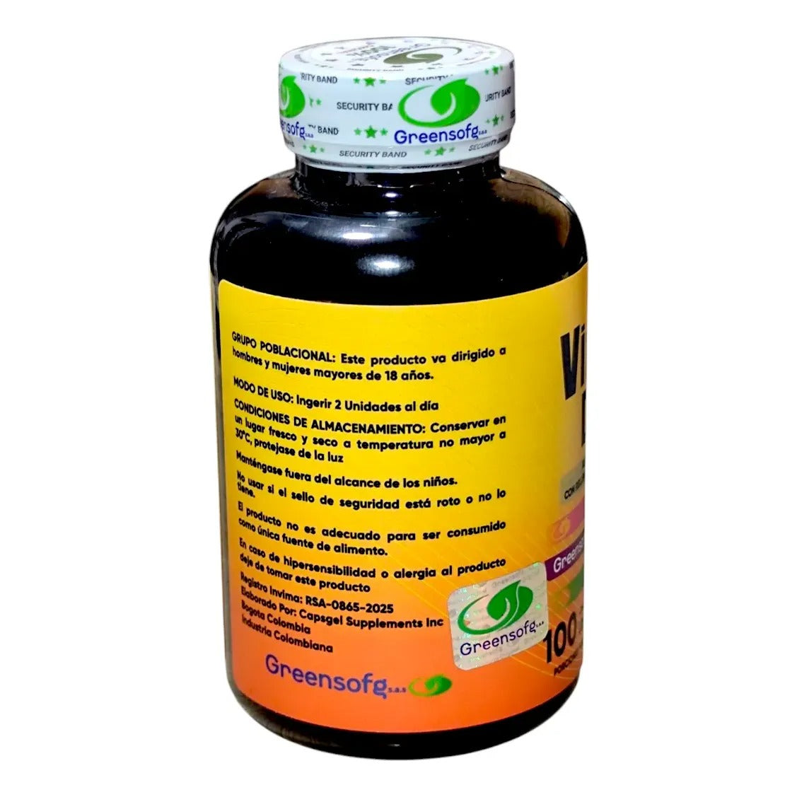 Vitamina D3 + K2 Greensofg Premium Line x 100 Unidades – Suplemento Masticable de Gelatina con Relleno Líquido. INVIMA