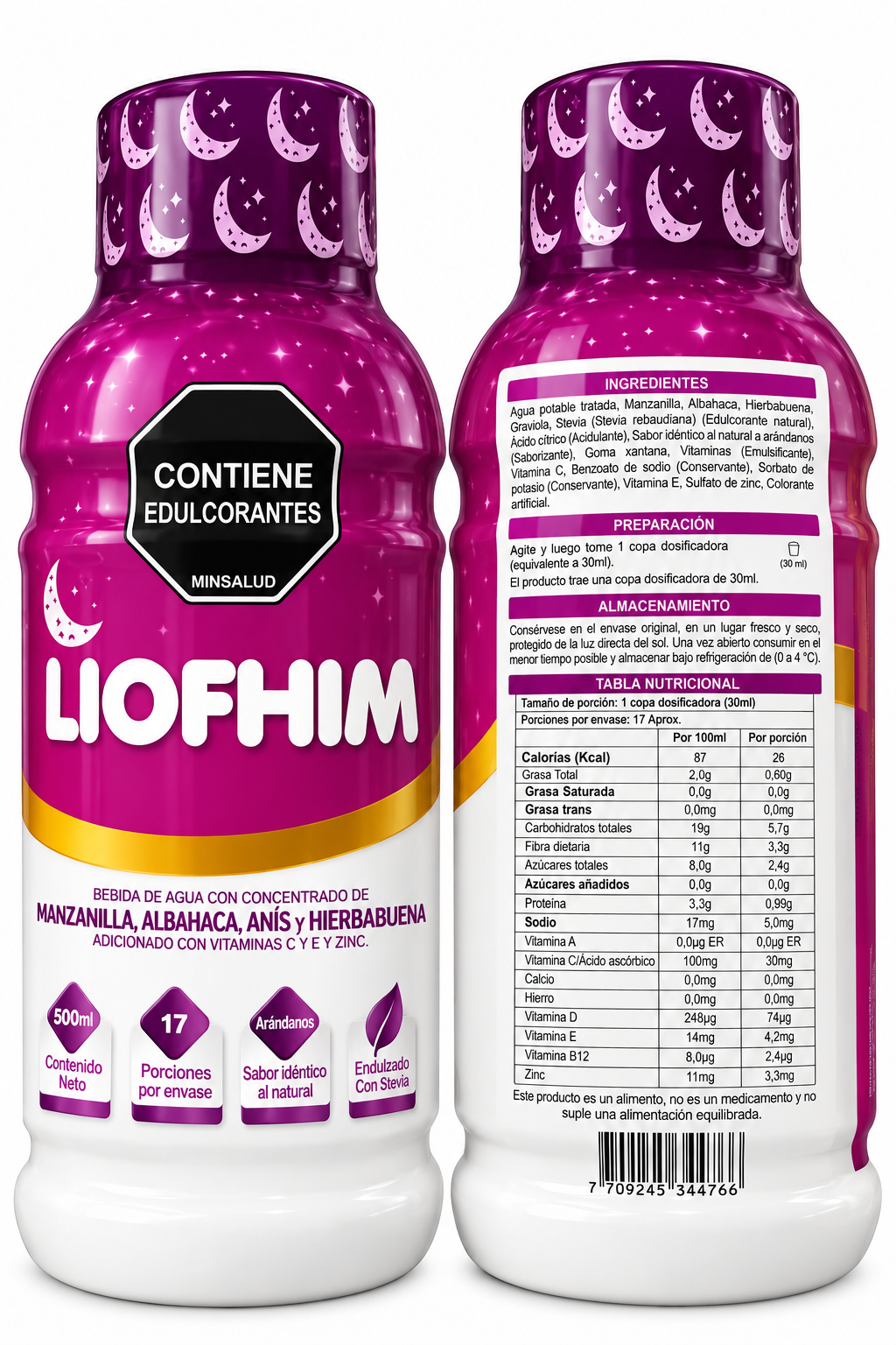 LIOFHIM Bebida Natural de Arándanos con Vitaminas C, E y Zinc