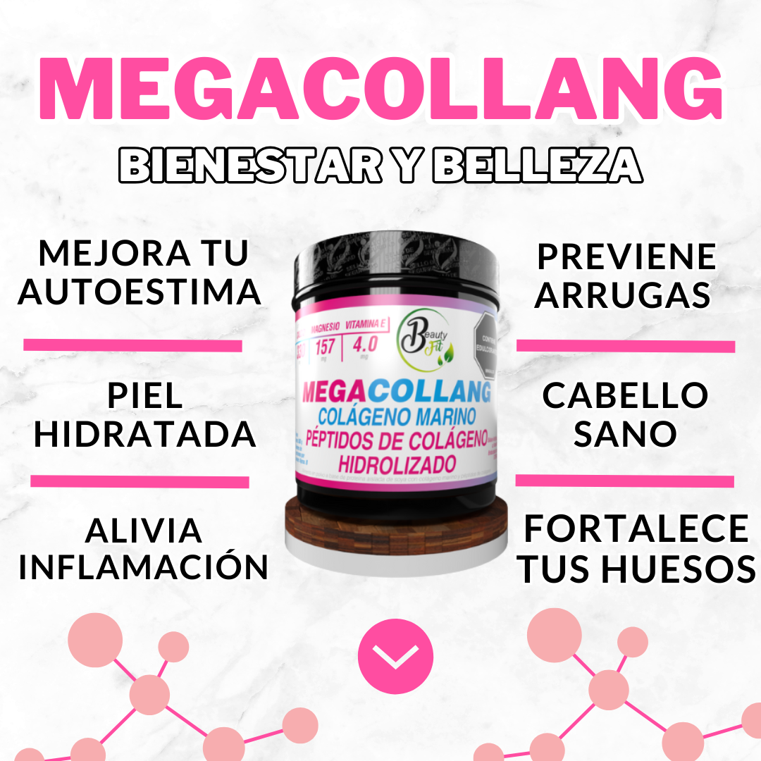 MegaCollang x500 g – Alimento en polvo con colágeno marino y péptidos de colágeno hidrolizado.Invima