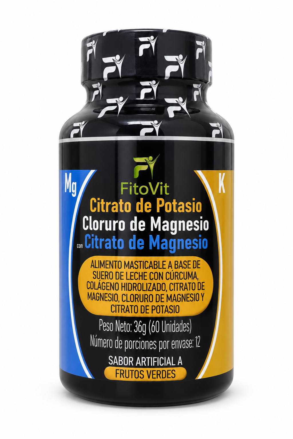 Citratos Fitovit x60 Tabletas Masticables – Citrato de Potasio, Citrato y Cloruro de Magnesio con Colágeno Hidrolizado