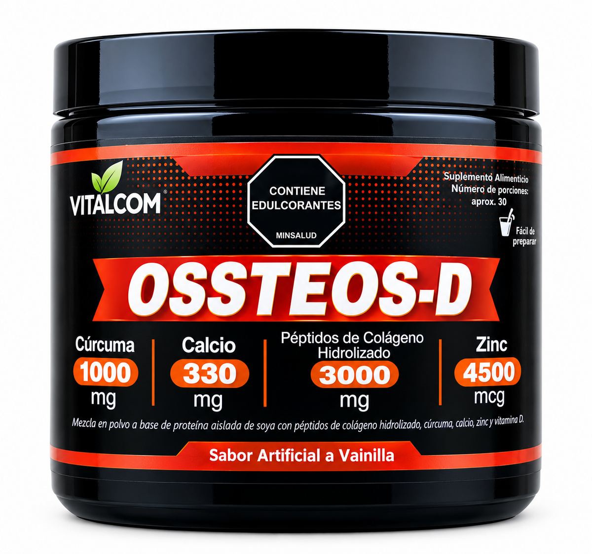 OSSTEOS-D – Alimento en Polvo con Colágeno Hidrolizado, Cúrcuma, Calcio y Zinc. Invima
