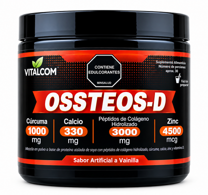 OSSTEOS-D – Alimento en Polvo con Colágeno Hidrolizado, Cúrcuma, Calcio y Zinc. Invima