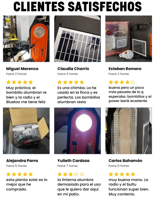 Planta Solar Superlight 6-en-1: Radio Bluetooth, Power Bank 3000mAh, Panel Solar, Linterna Dual, Bombillo Externo y Sonido Premium con Luces LED
