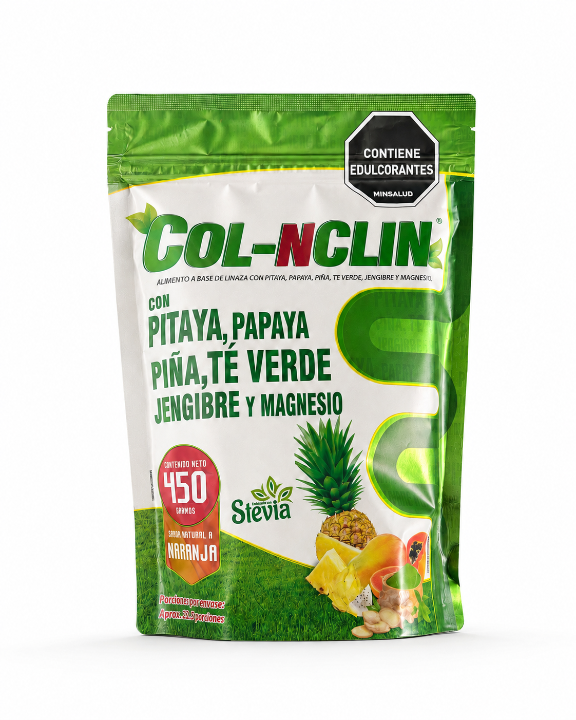 COL-NCLIN – Alimento en Polvo con Pitaya, Papaya, Piña, Té Verde, Jengibre y Magnesio.Invima