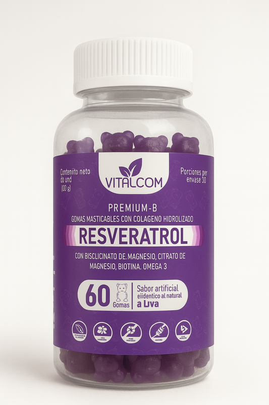 Gomitas con Resveratrol, Colageno Hidrolizado, Magnesio, Biotina, Omega 3. Invima