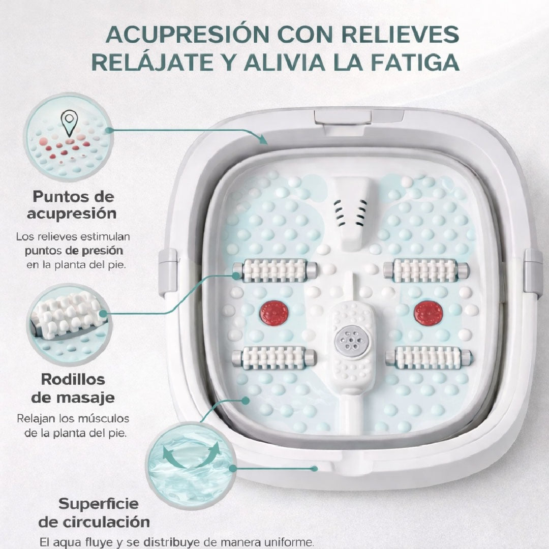 Hidromasajeador De Pies Plegable Con Rodillos Y Calor