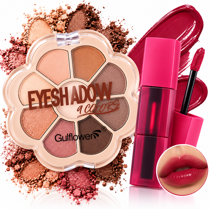 Set De Sombras De Ojos + Tinta Para Labios