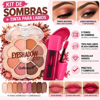 Set De Sombras De Ojos + Tinta Para Labios