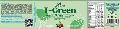 Fibra Batido Verde Detox T-Green Con Glucomanan, Espirulina y Bayas de Goji. Invima
