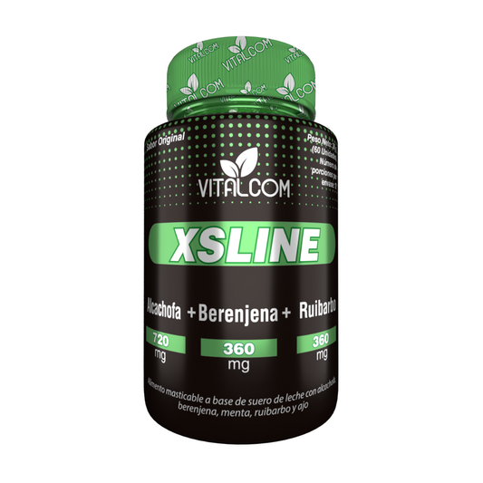 XSLINE – Suplemento Alimenticio Masticable con Alcachofa, Berenjena, Ruibarbo y Menta. INVIMA