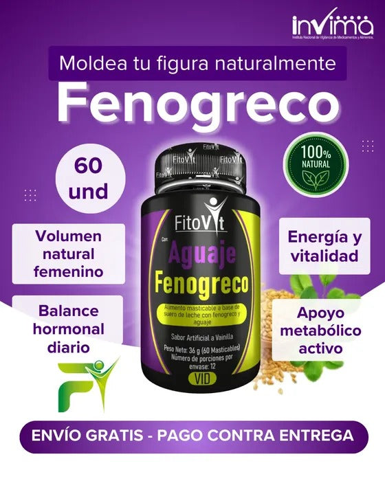 Aguaje Con Fenogreco, Magnesio Y Vitamina E.  INVIMA