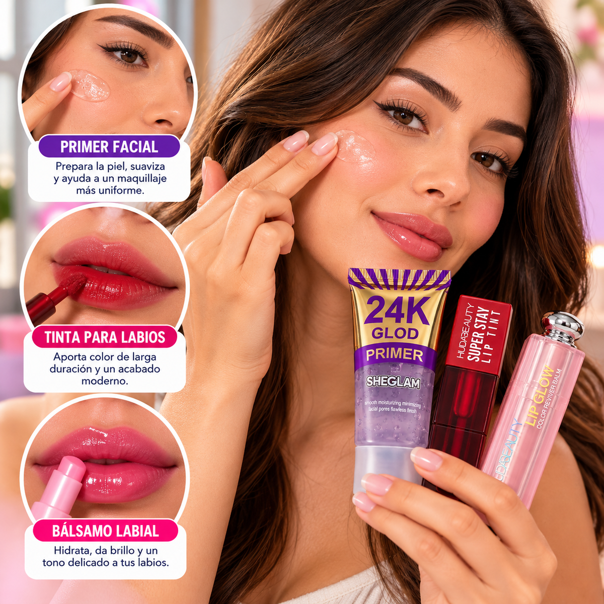 Set De Brochas De Maquillaje + Rizador De Pestañas