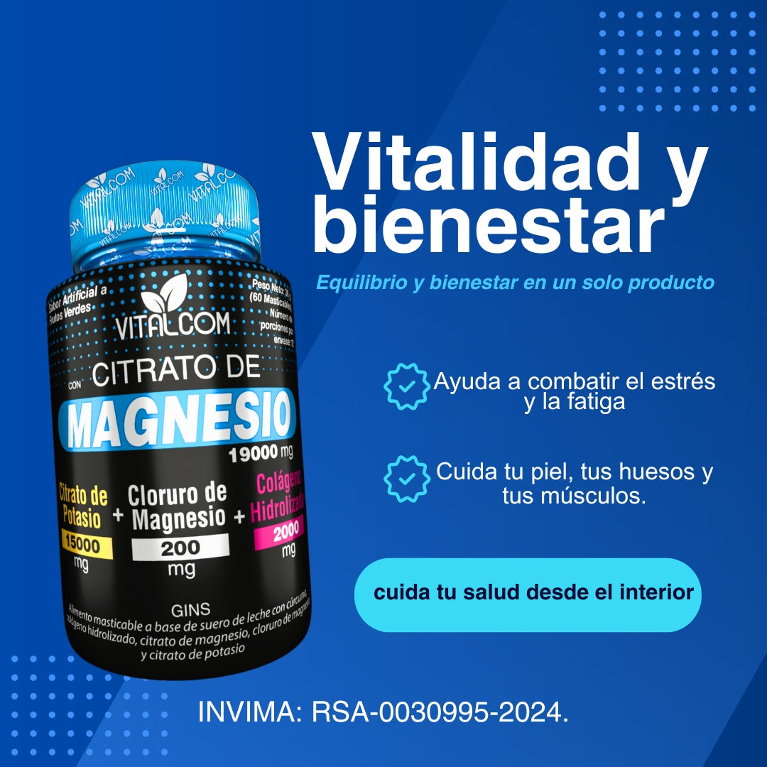 Citrato de Magnesio, Cloruro de Magnesio y Colágeno Hidrolizado. Invima