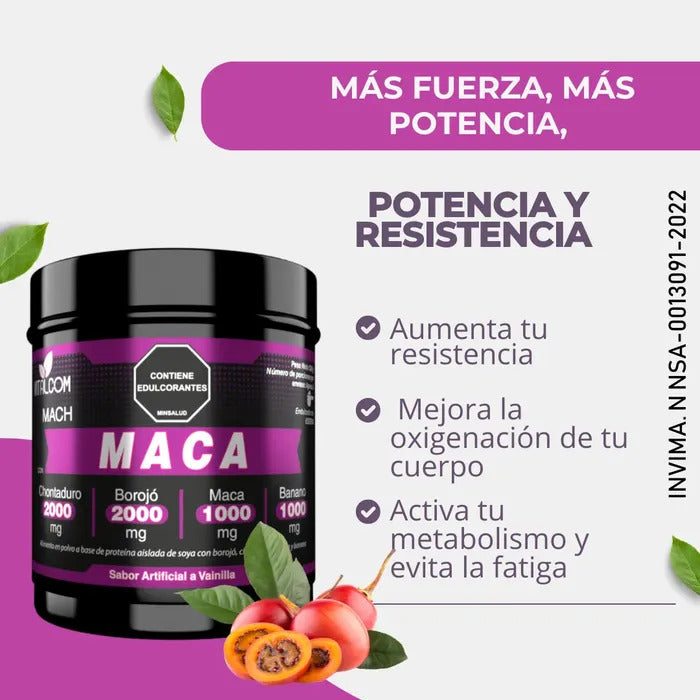 Maca En Polvo Con Borojó, Chontaduro y Banano. Invima