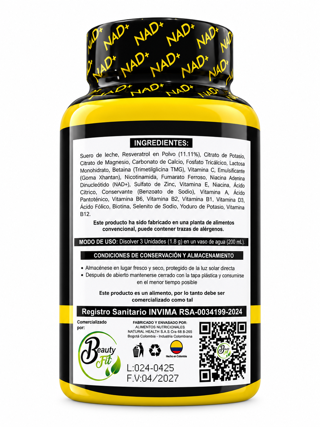 Combo NAD+ Resveratrol + Nicotinamida x100 Cápsulas + Citrato de Magnesio Gratis.Invima