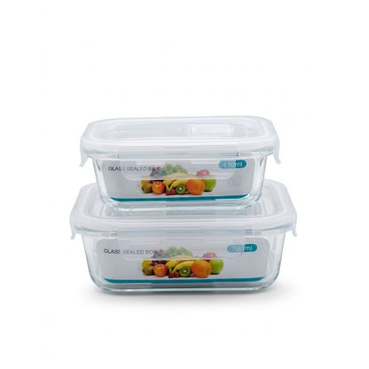 Set x2 Refractarios de Vidrio Herméticos Rectangulares (410ml + 700ml)