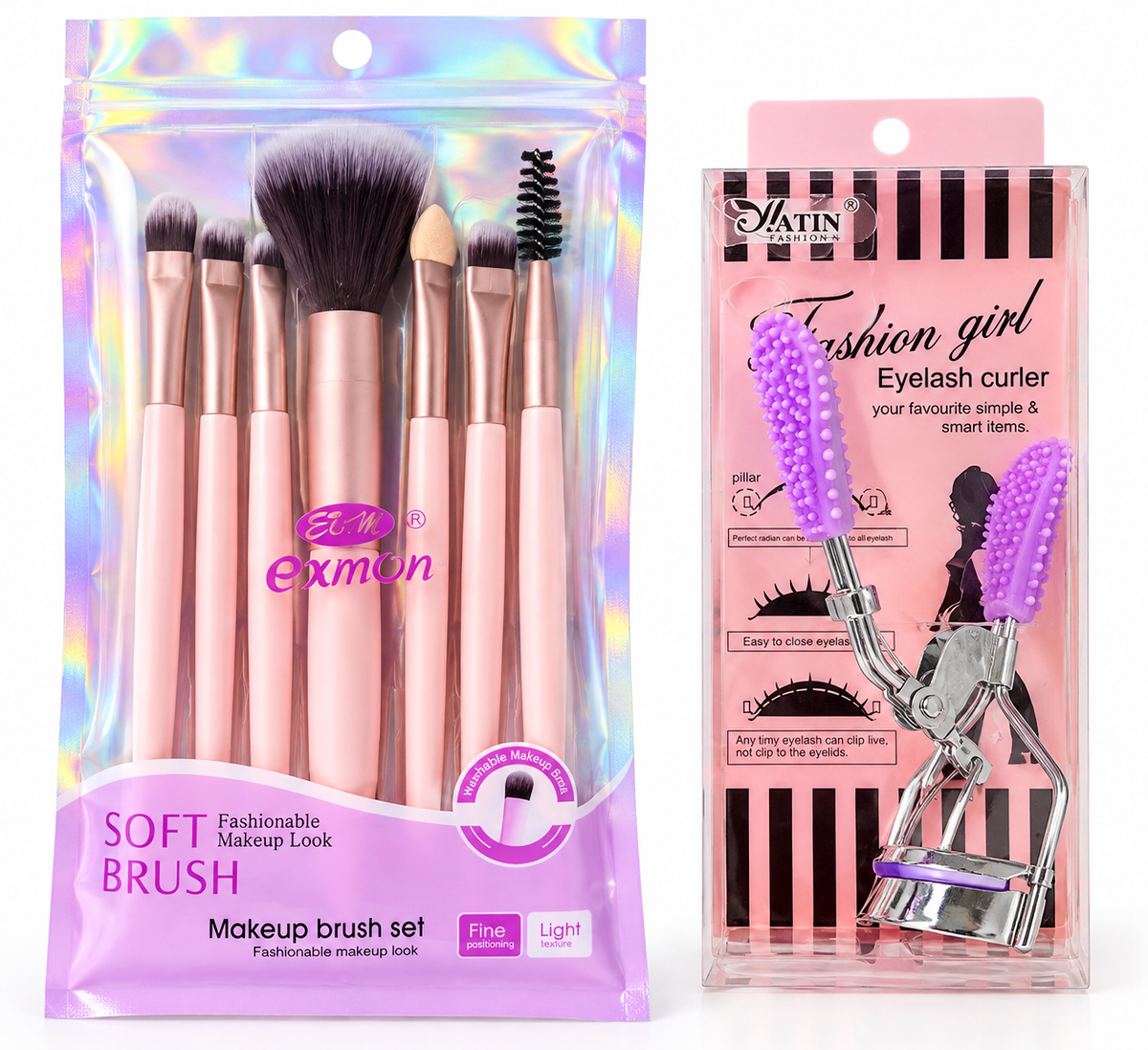 Set De Brochas De Maquillaje + Rizador De Pestañas