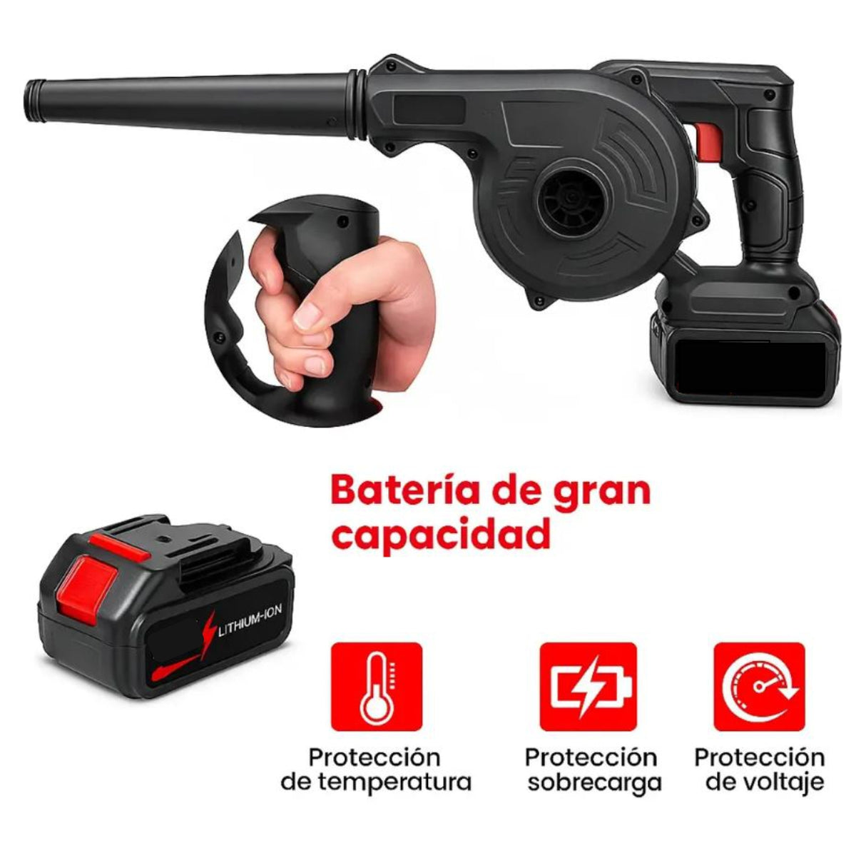 Soplador y Aspirador Inalámbrico 2 en 1 Portátil con Doble Batería 21V