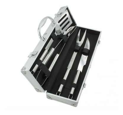 Set De 4 Utensilios Para Asado Bbq