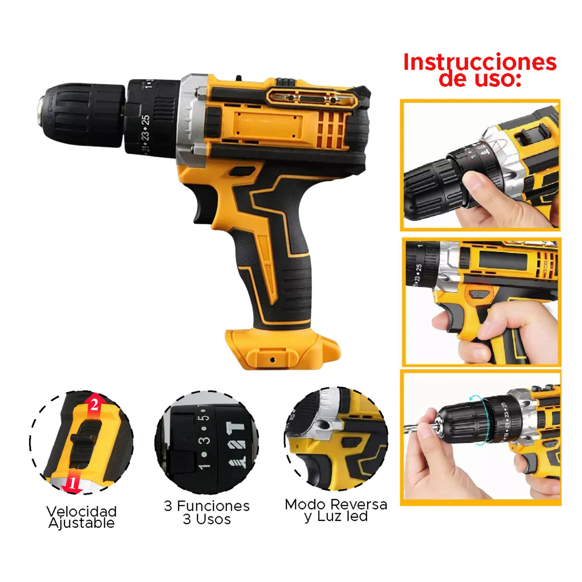 Taladro Inhalambrico Doble Bateria