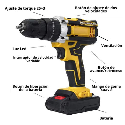 Taladro Inhalambrico Doble Bateria